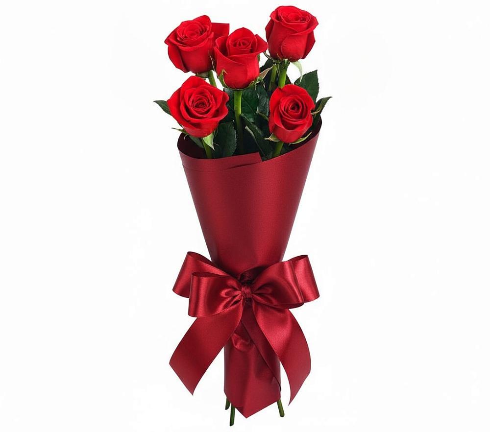 Букет 5 Красных роз Эдлесс Лав в Подгорном