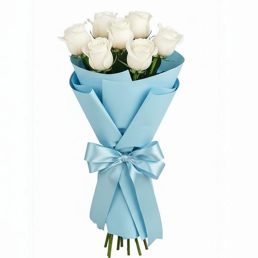 Букет 7 белых роз Проуд в Подгорном
