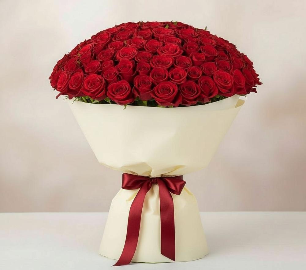 Букет 101 Красная роза Милано в Подгорном