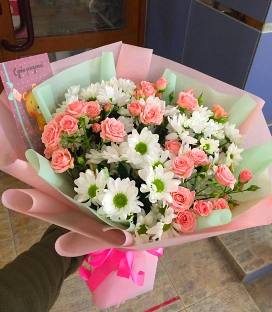 Букет цветов из: Розы и Хризантемы в Подгорном