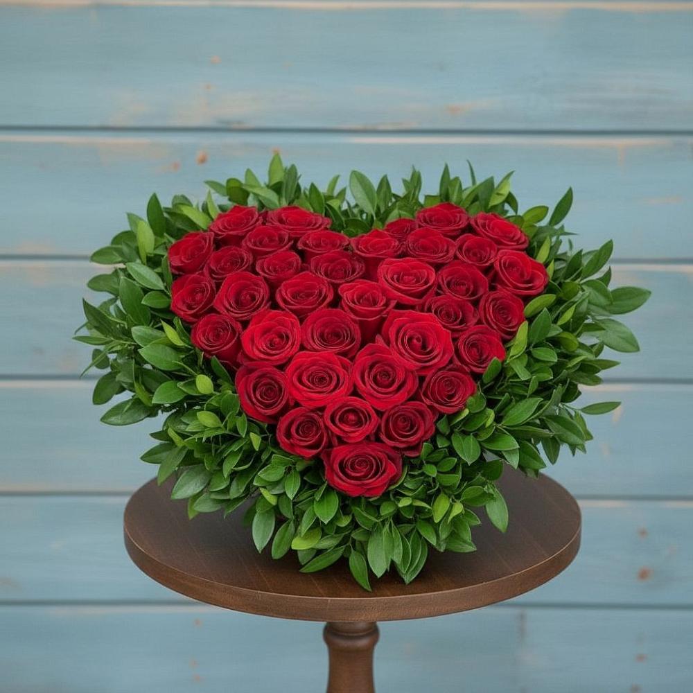 Цветочная композиция из Розы в виде сердца в Подгорном