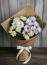 Букет цветов из:  Хризантемы и Розы в Подгорном