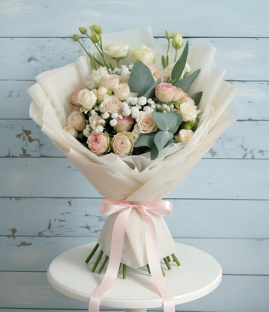 Букет цветов из: Розы и Лизиантусы в Подгорном