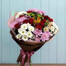 Букет цветов из:  Розы, Хризантемы и Альстромерии #REPLACE_PRED# Подгорном