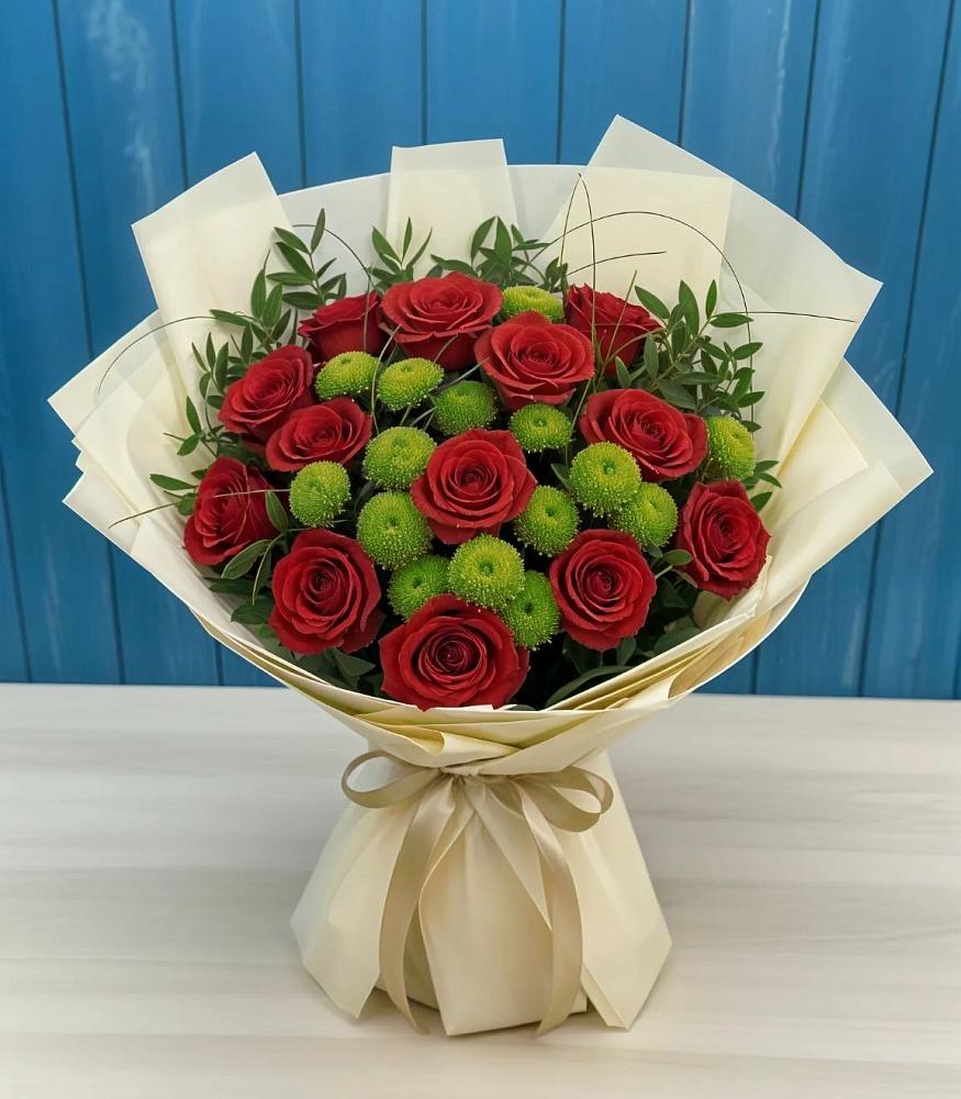 Букет цветов из: Розы и Хризантемы в Подгорном