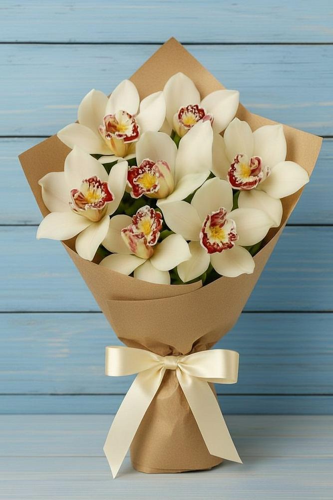 Букет цветов из: Орхидеи и Розы в Подгорном